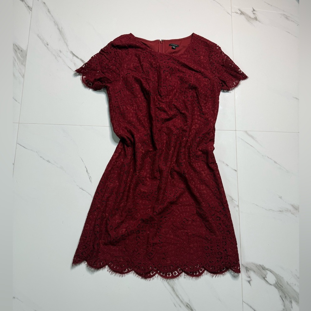 Ann Taylor Burgundy Lace Mini Dress
